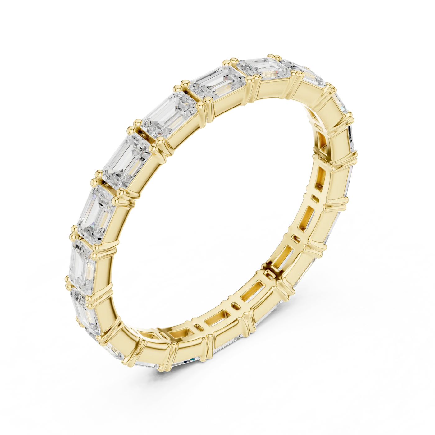 Three-quarter-view: Emerald Cut Diamond Bracelet with Channel Setting in 14k Yellow Gold - Lab Grown - Driona Jewels