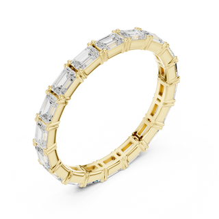 Three-quarter-view: Emerald Cut Diamond Bracelet with Channel Setting in 14k Yellow Gold - Lab Grown - Driona Jewels