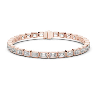 Front View: Emerald Cut Diamond Bracelet with Prong Setting in 14k Rose Gold - Lab Grown - Driona Jewels