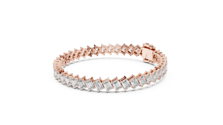 Front View: Emerald Cut Diamond Bracelet with Prong Setting in 14k Rose Gold - Lab Grown - Driona Jewels