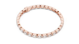 Top View: Emerald Cut Diamond Bracelet with Prong Setting in 14k Rose Gold - Lab Grown - Driona Jewels