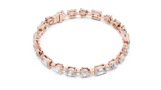 Top View: Emerald Cut Diamond Bracelet with Prong Setting in 14k Rose Gold - Lab Grown - Driona Jewels