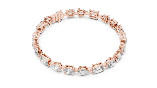 Top View: Emerald Cut Diamond Bracelet with Prong Setting in 14k Rose Gold - Lab Grown - Driona Jewels