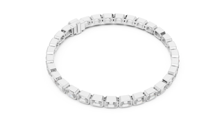 Top View: Emerald Cut Diamond Bracelet with Prong Setting in 14k White Gold - Lab Grown - Driona Jewels