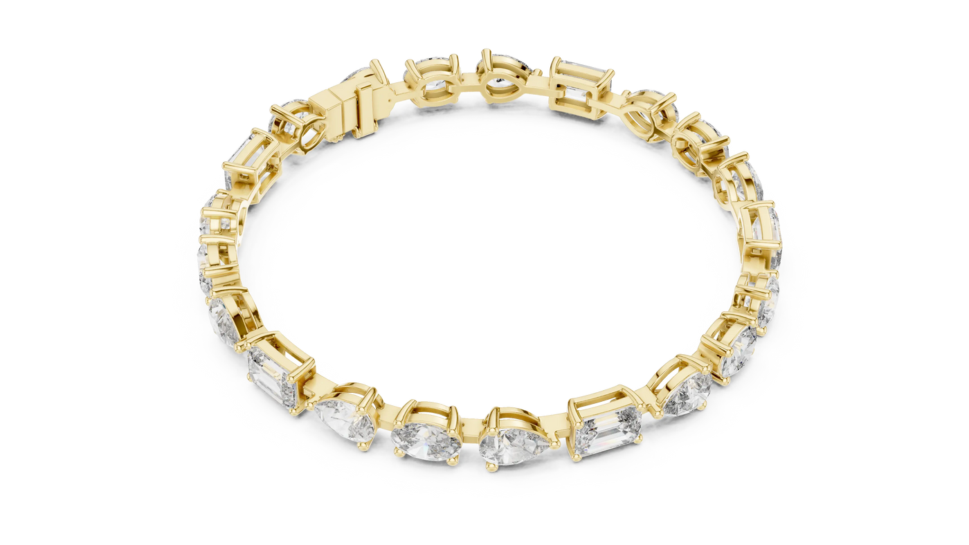 Top View: Emerald Cut Diamond Bracelet with Prong Setting in 14k Yellow Gold - Lab Grown - Driona Jewels
