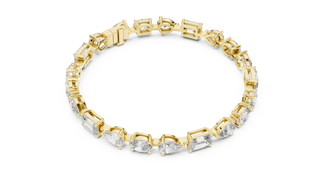 Top View: Emerald Cut Diamond Bracelet with Prong Setting in 14k Yellow Gold - Lab Grown - Driona Jewels