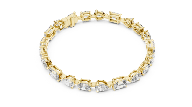 Top View: Emerald Cut Diamond Bracelet with Prong Setting in 14k Yellow Gold - Lab Grown - Driona Jewels