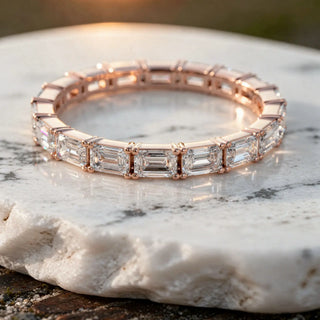 Close-up: Emerald Cut Diamond Bracelet with Tennis Setting in 14k Rose Gold - Lab Grown - Driona Jewels