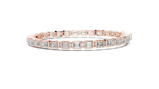 Front View: Emerald Cut Diamond Bracelet with Tennis Setting in 14k Rose Gold - Lab Grown - Driona Jewels