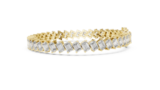 Flat Lay: Emerald Cut Diamond Bracelet with Tennis Setting in 14k Yellow Gold - Lab Grown - Driona Jewels