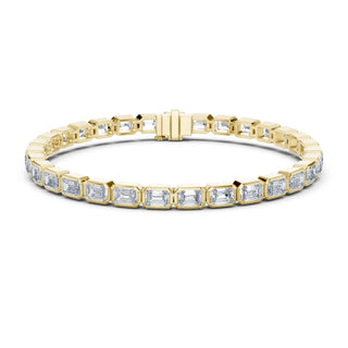 Front View: Emerald Cut Diamond Bracelet with Tennis Setting in 14k Yellow Gold - Lab Grown - Driona Jewels