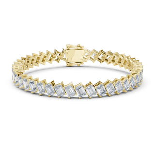 Front View: Emerald Cut Diamond Bracelet with Tennis Setting in 14k Yellow Gold - Lab Grown - Driona Jewels