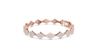 Front View: Floral Cut Diamond Bracelet with Pave Setting in 14k Rose Gold - Lab Grown - Driona Jewels