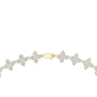 Front View: Flower Cut Diamond Bracelet with Prong Setting in 14k Yellow Gold - Lab Grown - Driona Jewels