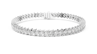 Top View: Marquise Diamond Bracelet with Channel Setting in 14k White Gold - Lab Grown - Driona Jewels