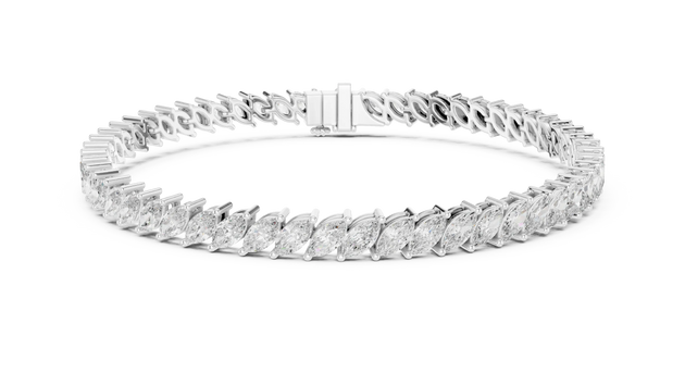 Top View: Marquise Diamond Bracelet with Channel Setting in 14k White Gold - Lab Grown - Driona Jewels