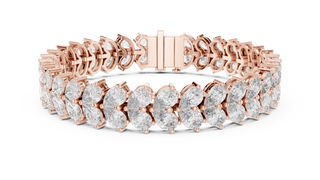 Front View: Marquise Diamond Bracelet with Pave Setting in 14k Rose Gold - Lab Grown - Driona Jewels