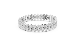 Top View: Marquise Diamond Bracelet with Pave Setting in 14k White Gold - Lab Grown - Driona Jewels