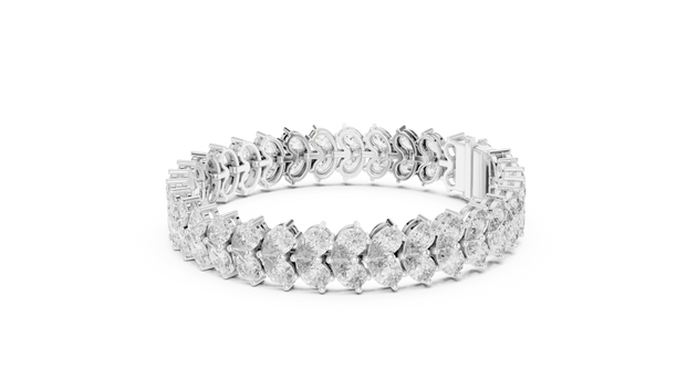 Top View: Marquise Diamond Bracelet with Pave Setting in 14k White Gold - Lab Grown - Driona Jewels