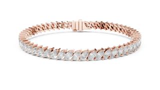 Front View: Marquise Diamond Bracelet with Prong Setting in 14k Rose Gold - Lab Grown - Driona Jewels