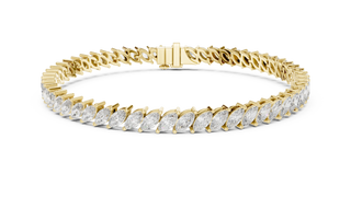 Front View: Marquise Diamond Bracelet with Prong Setting in 14k Yellow Gold - Lab Grown - Driona Jewels