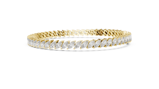 Front View: Marquise Diamond Bracelet with Prong Setting in 14k Yellow Gold - Lab Grown - Driona Jewels