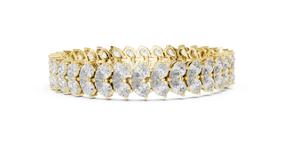 Front View: Oval Diamond Bracelet with Pave Setting in 14k Yellow Gold - Lab Grown - Driona Jewels