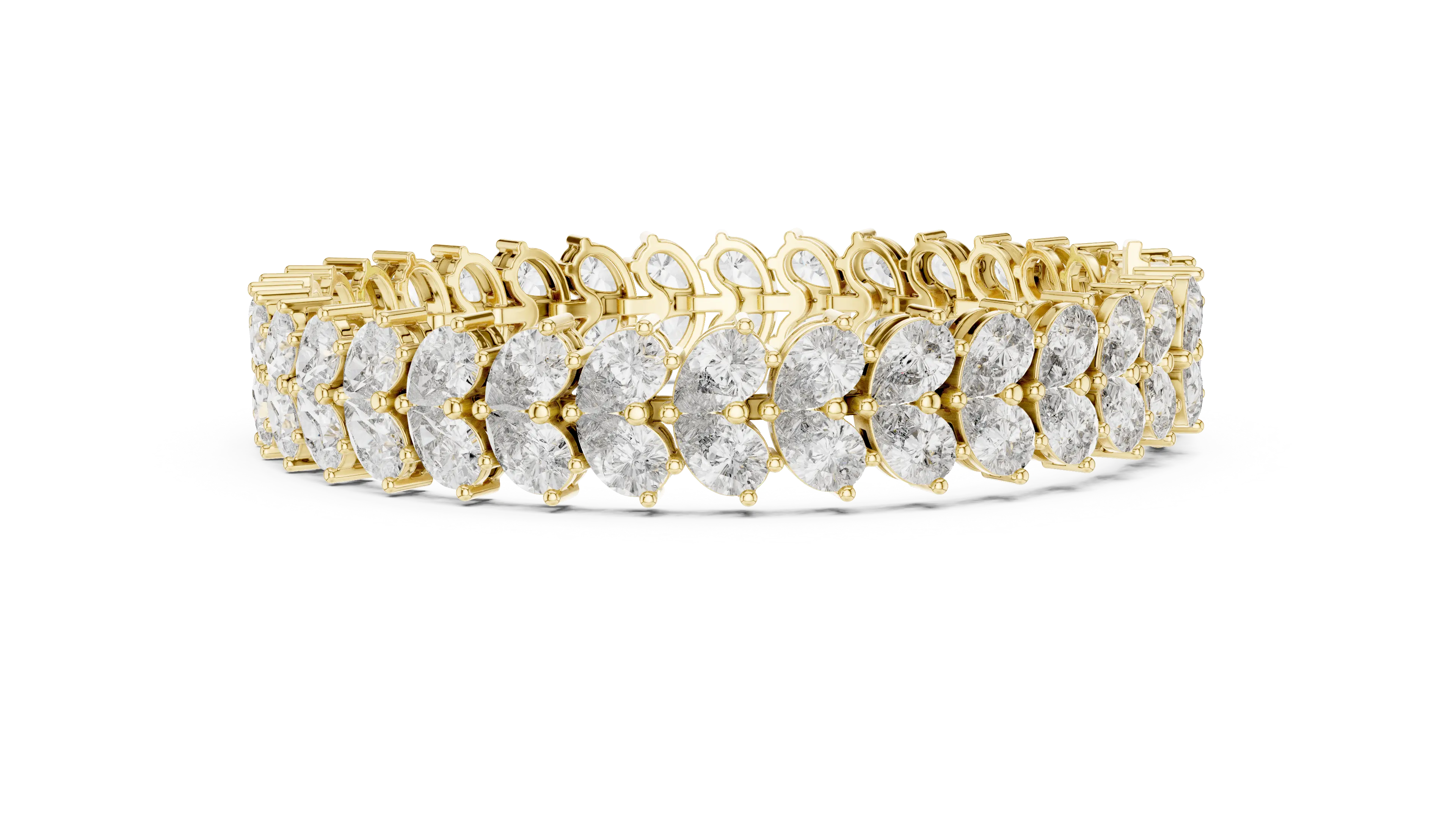 Front View: Oval Diamond Bracelet with Pave Setting in 14k Yellow Gold - Lab Grown - Driona Jewels