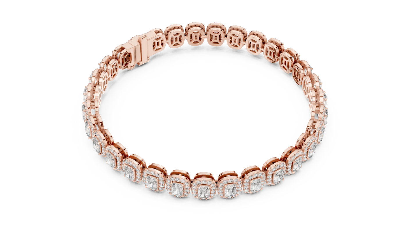 Flat-Lay: Oval Diamond Bracelet with Prong Setting in 14k Rose Gold - Lab Grown - Driona Jewels
