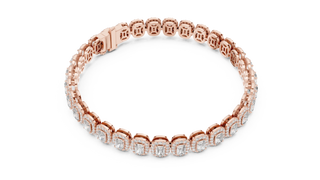 Flat-Lay: Oval Diamond Bracelet with Prong Setting in 14k Rose Gold - Lab Grown - Driona Jewels