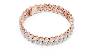 Flat Lay: Oval Diamond Bracelet with Prong Setting in 14k Rose Gold - Lab Grown - Driona Jewels
