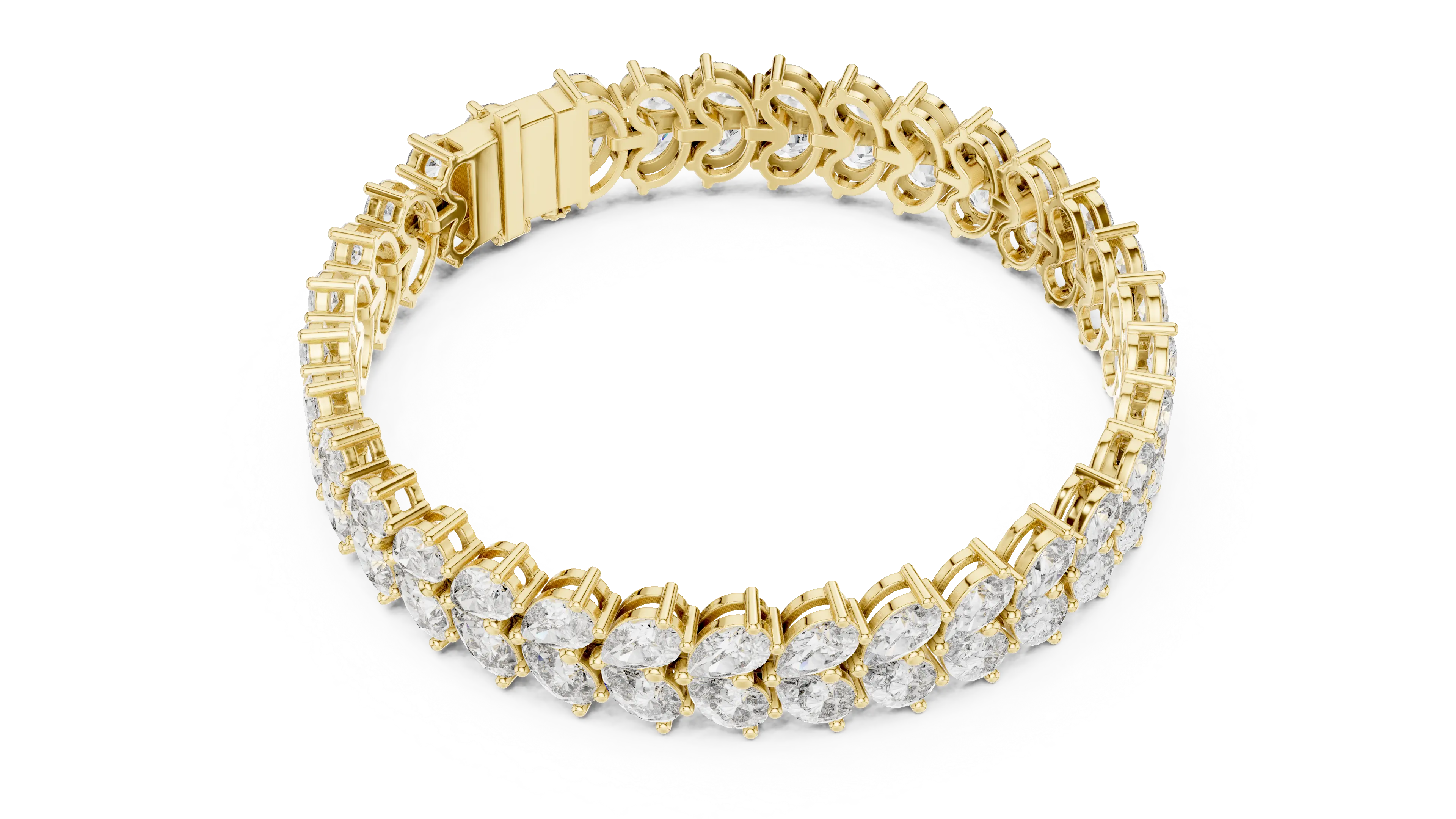Flat Lay: Oval Diamond Bracelet with Prong Setting in 14k Yellow Gold - Lab Grown - Driona Jewels