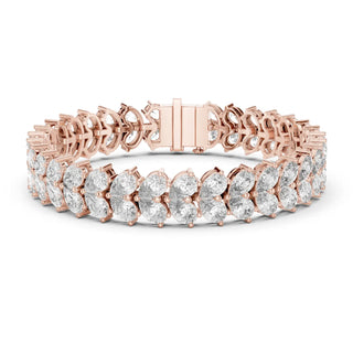 Front View: Oval Diamond Bracelet with Tennis Setting in 14k Rose Gold - Lab Grown - Driona Jewels