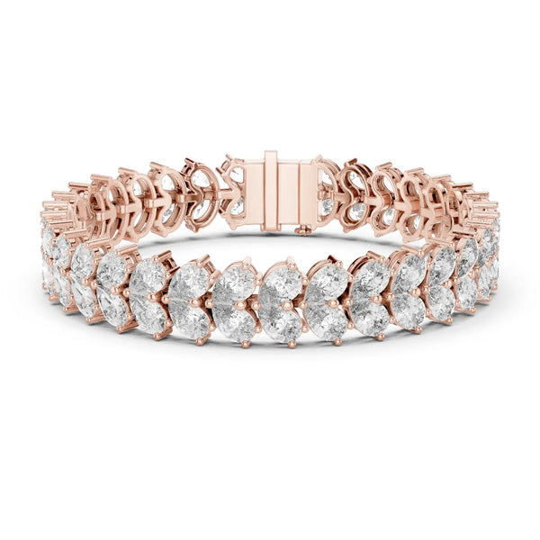 Front View: Oval Diamond Bracelet with Tennis Setting in 14k Rose Gold - Lab Grown - Driona Jewels
