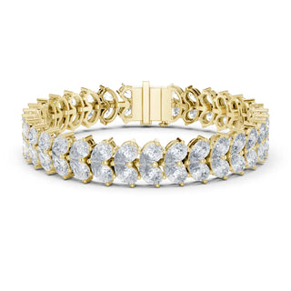 Front View: Oval Diamond Bracelet with Tennis Setting in 14k Yellow Gold - Lab Grown - Driona Jewels