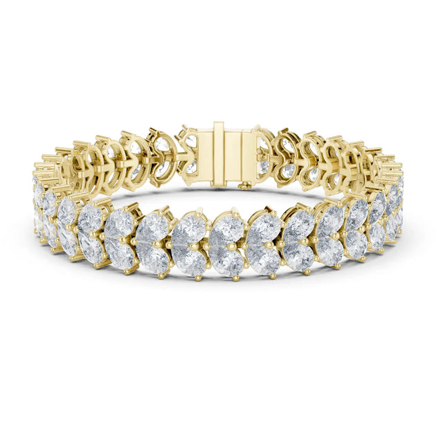 Front View: Oval Diamond Bracelet with Tennis Setting in 14k Yellow Gold - Lab Grown - Driona Jewels