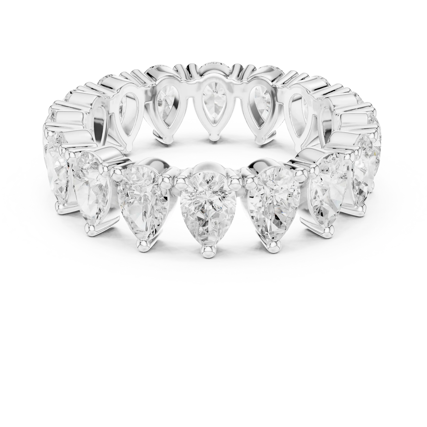 Front View: Pear Cut Diamond Bracelet with Channel Setting in 14k White Gold - Lab Grown - Driona Jewels