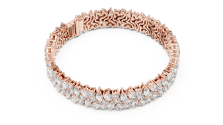 Flat-Lay: Pear Cut Diamond Bracelet with Pave Setting in 14k Rose Gold - Lab Grown - Driona Jewels