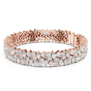 Front View: Pear Cut Diamond Bracelet with Pave Setting in 14k Rose Gold - Lab Grown - Driona Jewels