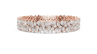 Front View: Pear Cut Diamond Bracelet with Pave Setting in 14k Rose Gold - Lab Grown - Driona Jewels