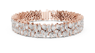 Front View: Pear Cut Diamond Bracelet with Pave Setting in 14k Rose Gold - Lab Grown - Driona Jewels