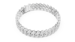 Top View: Pear Cut Diamond Bracelet with Pave Setting in 14k White Gold - Lab Grown - Driona Jewels