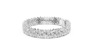 Top View: Pear Cut Diamond Bracelet with Pave Setting in 14k White Gold - Lab Grown - Driona Jewels