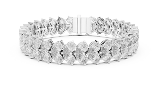 Top View: Pear Cut Diamond Bracelet with Pave Setting in 14k White Gold - Lab Grown - Driona Jewels