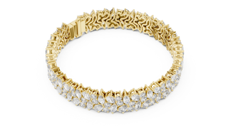 Flat Lay: Pear Cut Diamond Bracelet with Pave Setting in 14k Yellow Gold - Lab Grown - Driona Jewels