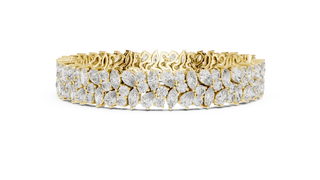 Front View: Pear Cut Diamond Bracelet with Pave Setting in 14k Yellow Gold - Lab Grown - Driona Jewels