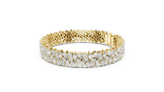 Front View: Pear Cut Diamond Bracelet with Pave Setting in 14k Yellow Gold - Lab Grown - Driona Jewels