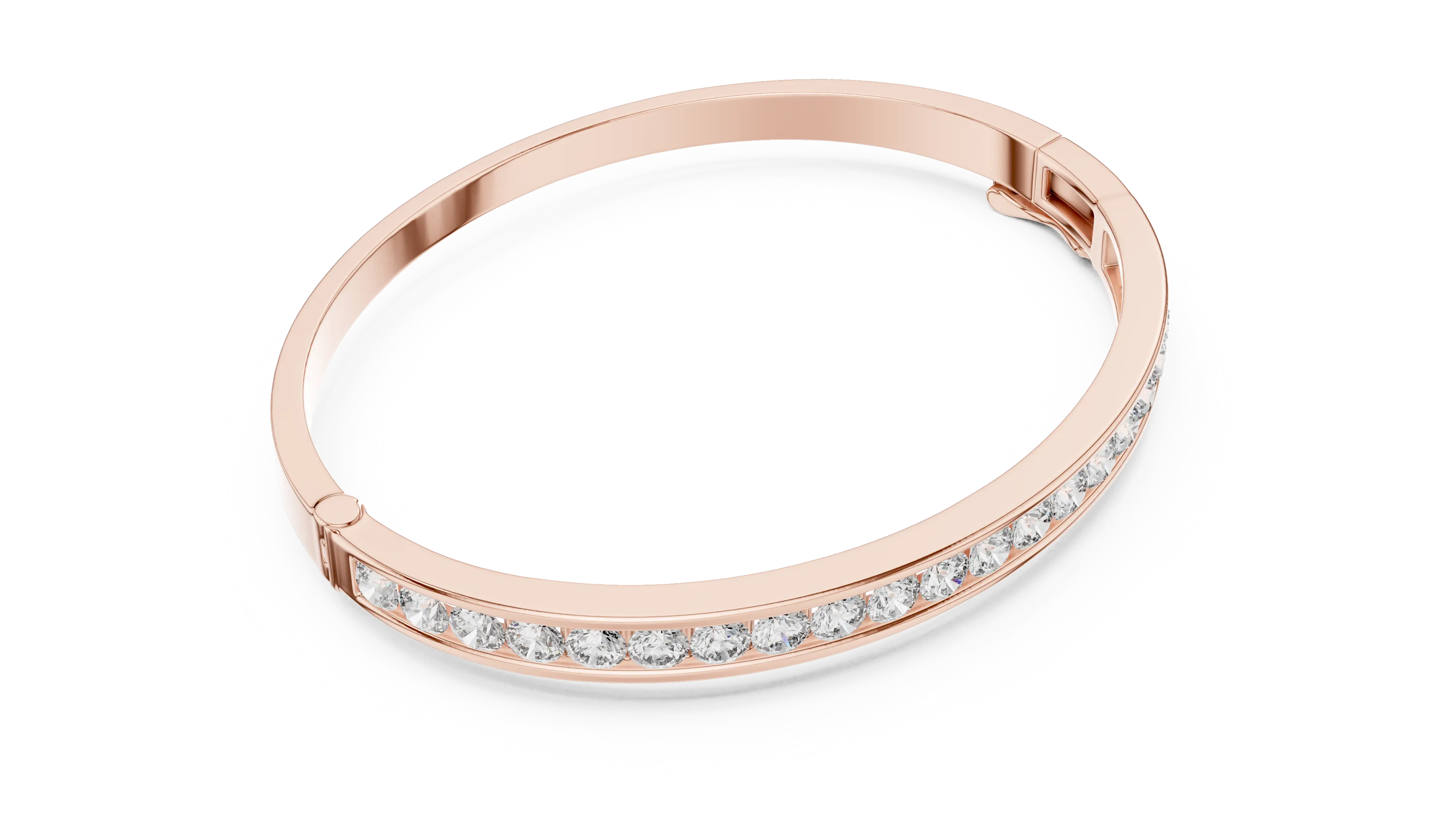 Flat-Lay: Princess Cut Diamond Bracelet with Pave Setting in 14k Rose Gold - Lab Grown - Driona Jewels