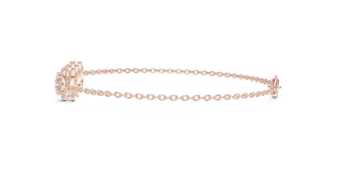 Side-Profile: Princess Diamond Bracelet with Pave Setting in 14k Rose Gold - Lab Grown - Driona Jewels