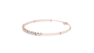 Three-quarter-view: Princess Cut Diamond Bracelet with Pave Setting in 14k Rose Gold - Lab Grown - Driona Jewels